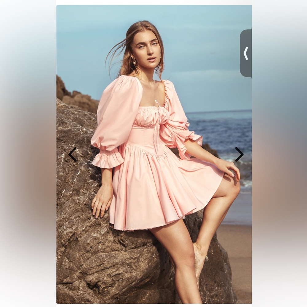 Chic Puff Sleeve Mini Dress in Soft Pink